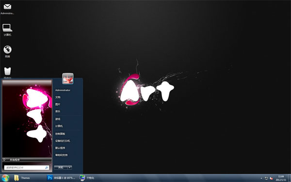 黑暗art Win8主题桌面