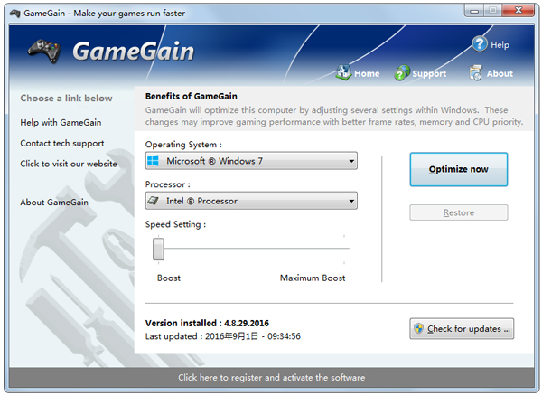 GameGain(游戏加速器) V4.8.29.2016 英文绿色版